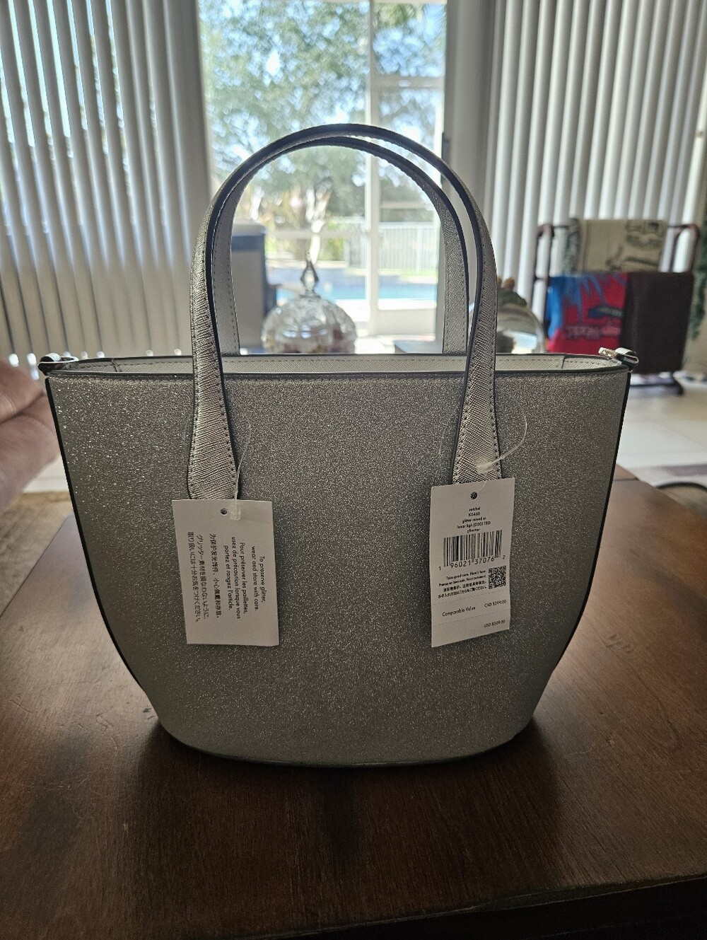 Kate Spade Silver Glitter Lumar Light Satchel Bag - Picture 2 of 3